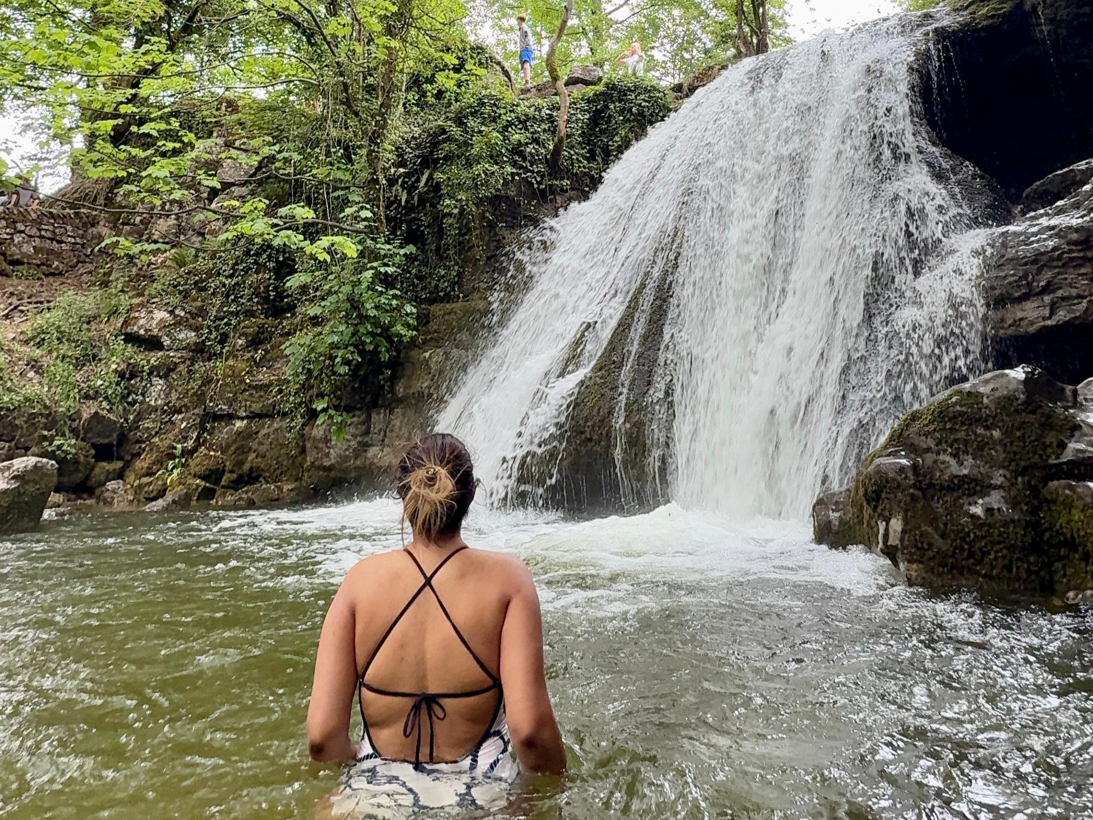 Cold swim at Janet’s Foss waterfall